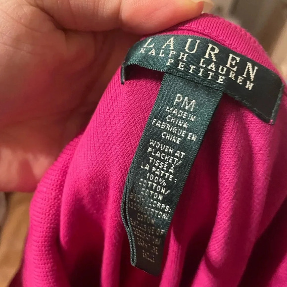 RALPH LAUREN MAGENTA TOGGLE NECK TOP - Picture 3 of 4